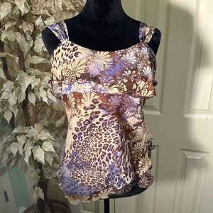 Separates by New York City Design Floral  Layered Asymetrical Ladies Top Size S